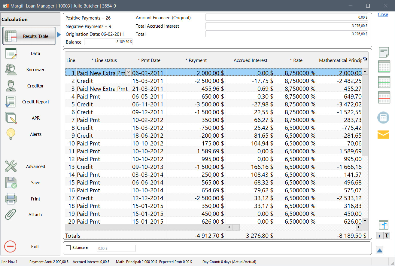 screenshot of Margill Loan Manager
